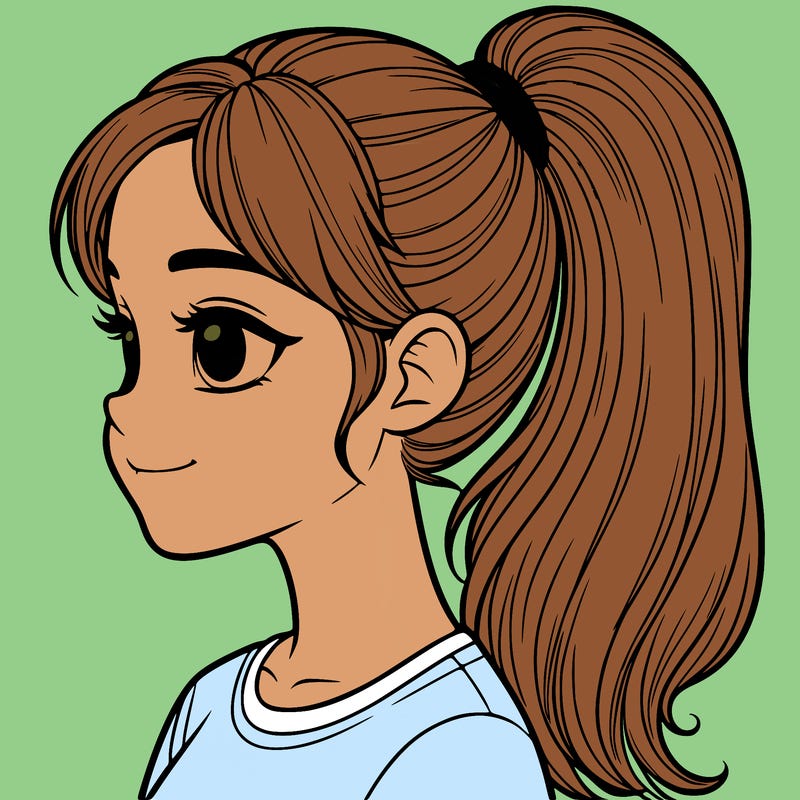 realistic girl with a ponytail