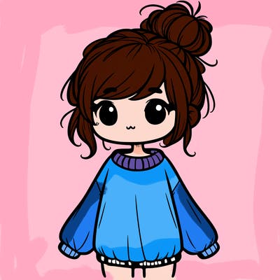 cute girl with baggy sweater and messy bun