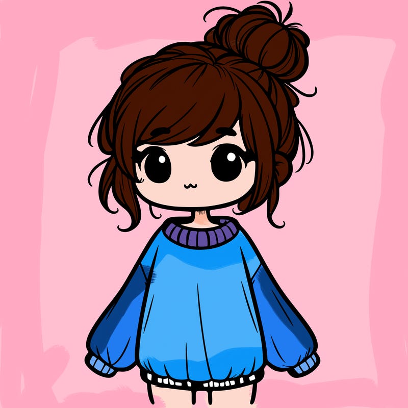 cute girl with baggy sweater and messy bun