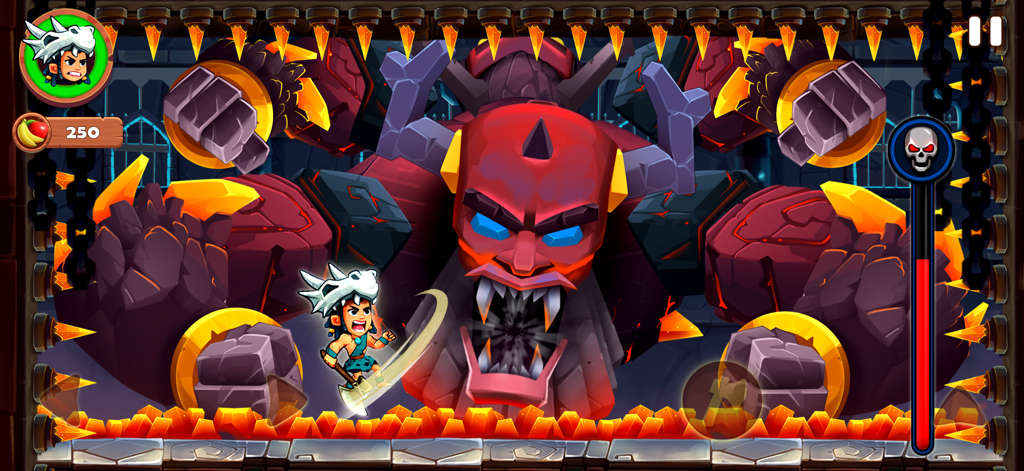 Jungle Adventures 4 - Addu fighting a massive red boss in Jungle Adventures 4