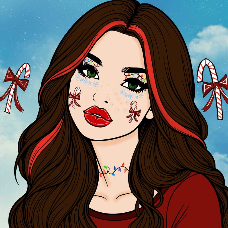 realistic girl with hair on her hair and lips