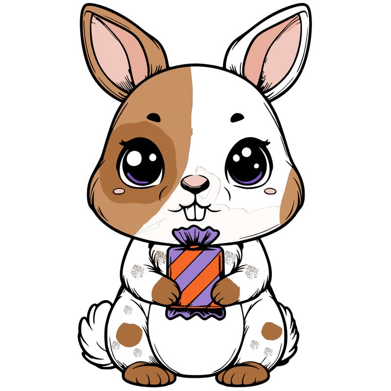 cute realistic bunny with a treat