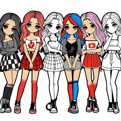 a group of girls realistic