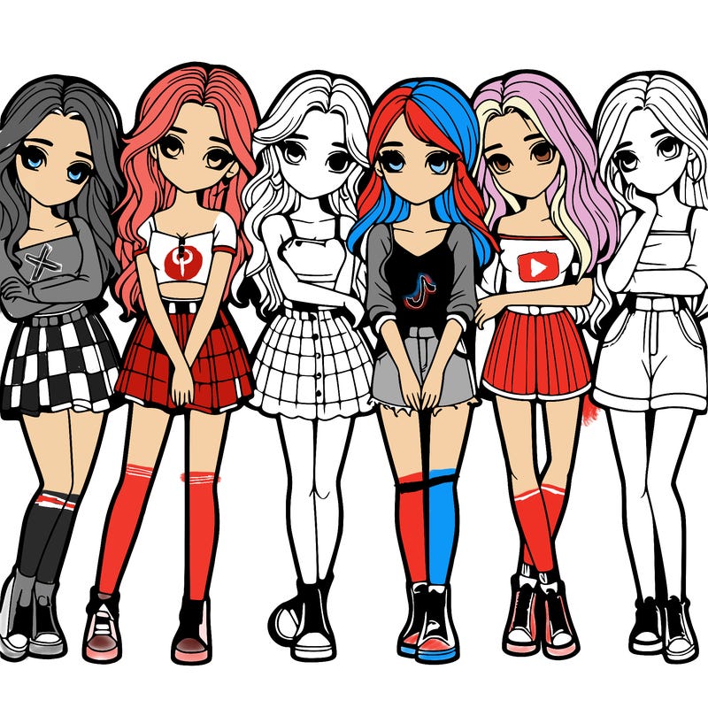 a group of girls realistic