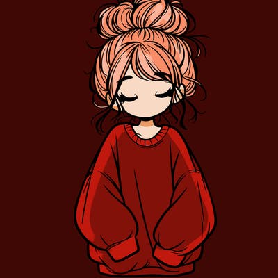 girl with baggy sweatshirt and messy bun