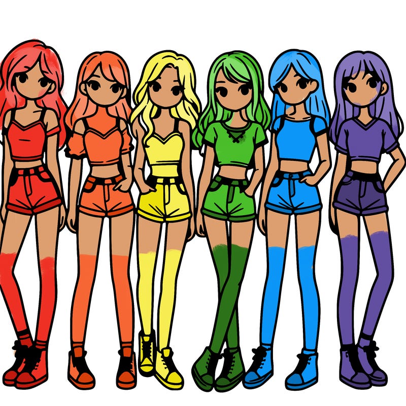 a group of girls wearing crop tops and shorts
