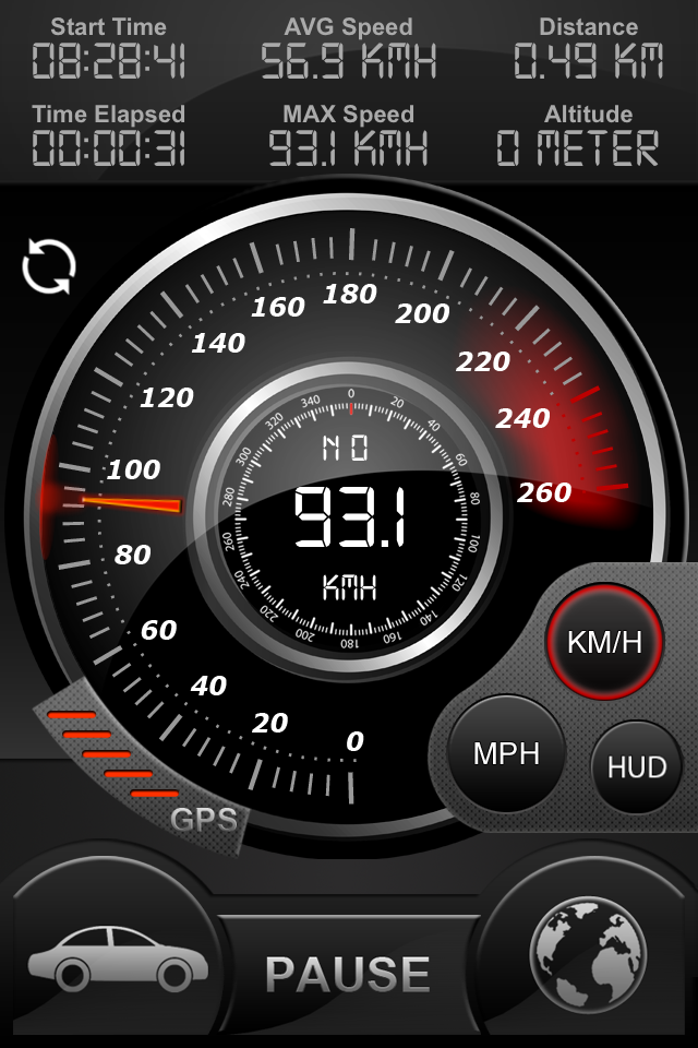 Speedo GPS Speed Tracker, Car Speedometer, Cycle Computer, Trip Computer, Route Tracking, HUD - Digital speedometer and trip computer dashboard showing speed and trip stats