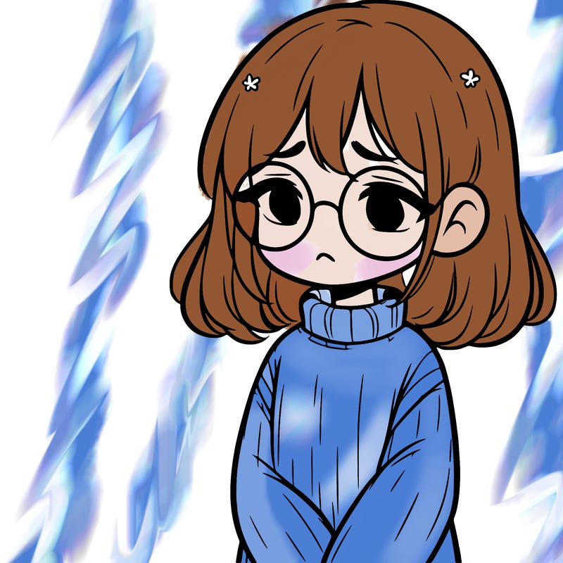 sad girl with glasses in a sweater