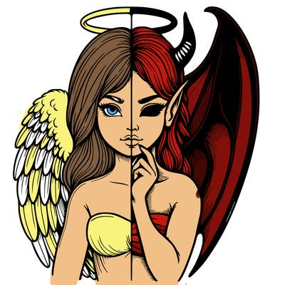 realistic angel half demon