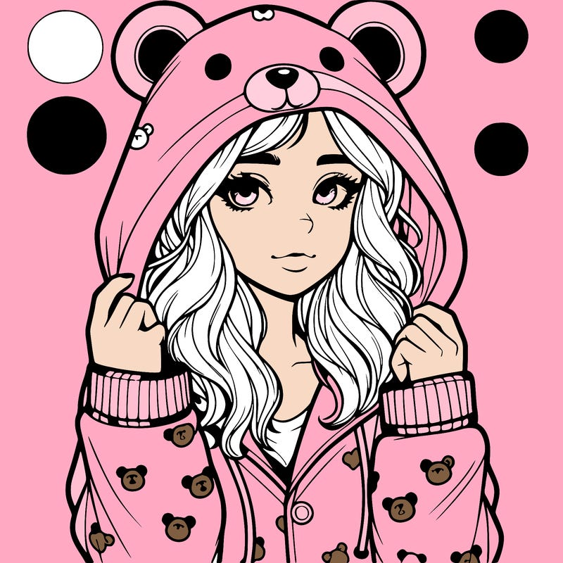 realistic girl in a animal pjs hoodie