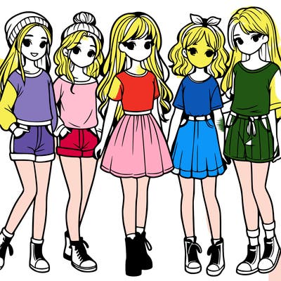 a group of five girls