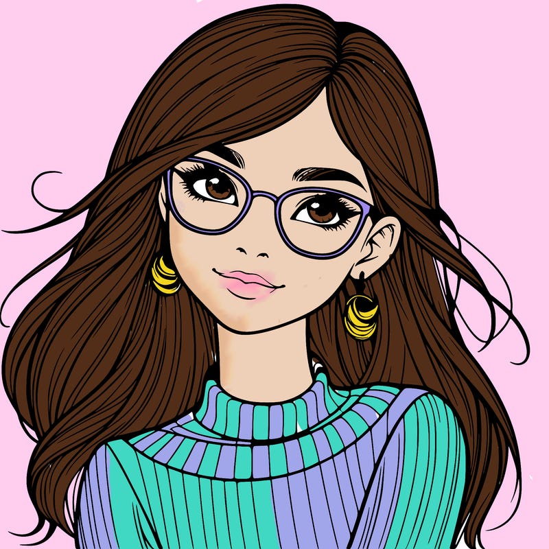 realistic girl with glasses