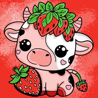 cute strawberry cow