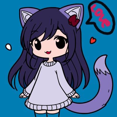 girl with cat ears and tail