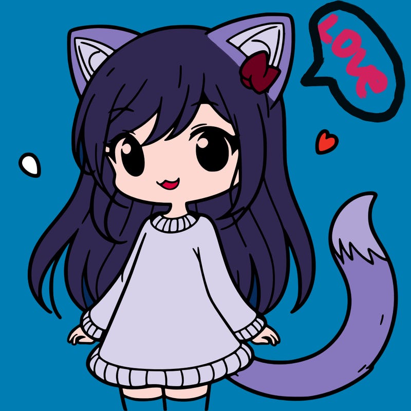 girl with cat ears and tail