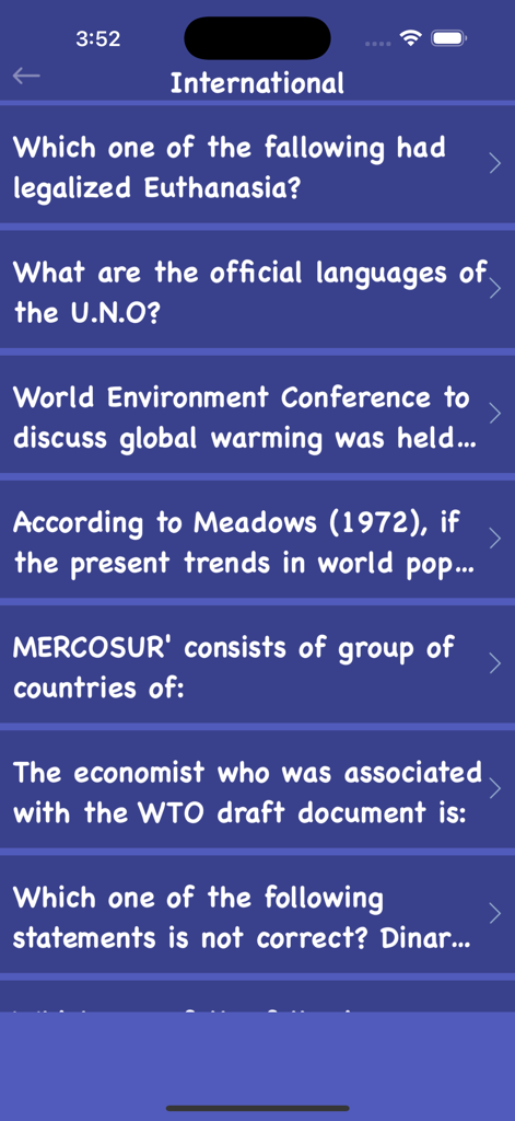 World General Knowledge - GK - Una lista de preguntas de conocimiento general internacional en la aplicación World GK.