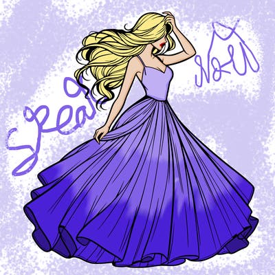 realistic woman with dress flowing in the wind