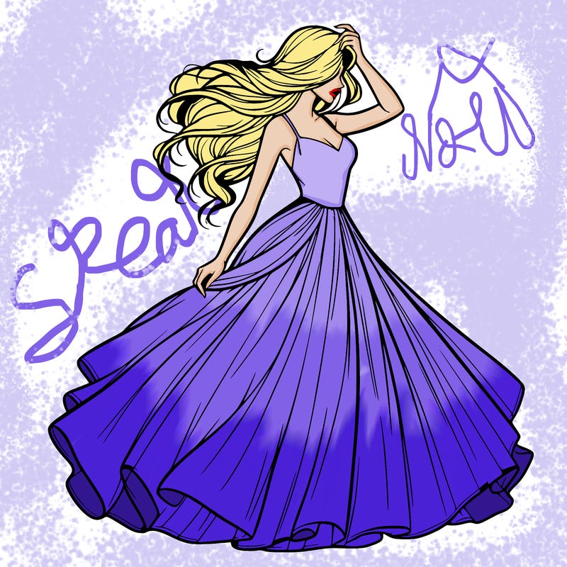 realistic woman with dress flowing in the wind