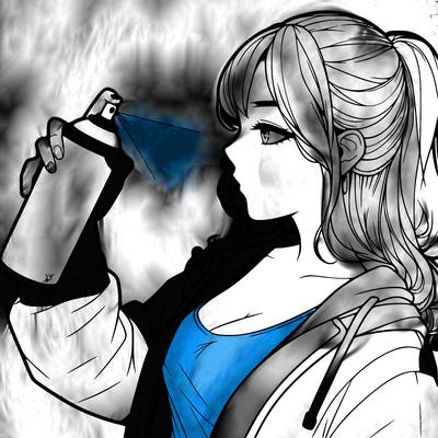 a realistic girl spray, painting