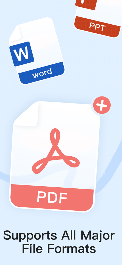 Prodrafts - Infinite Notes - Prodraftsアプリ画面。PDF、Word、PowerPointなどの主要なファイル形式のサポートを表示。