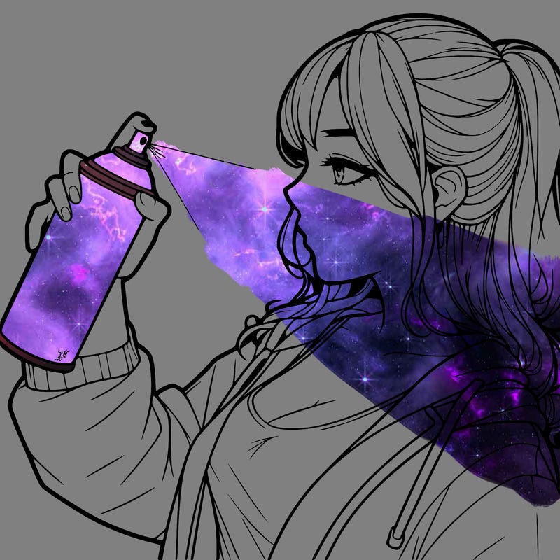 a realistic girl spray, painting