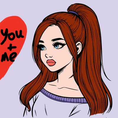 realistic girl with a high ponytail