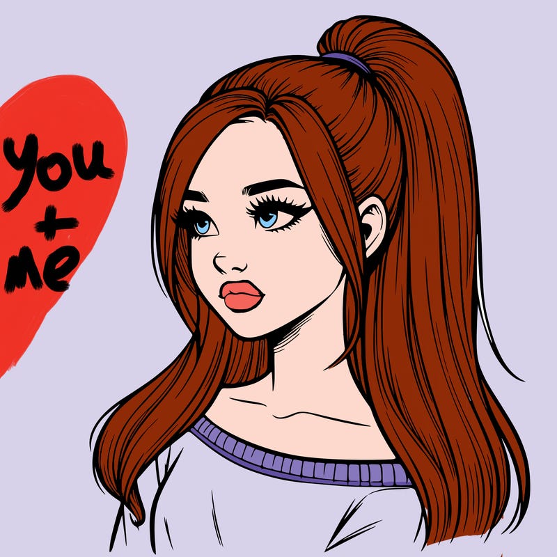 realistic girl with a high ponytail