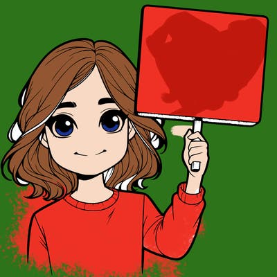 realistic girl holding up a sign