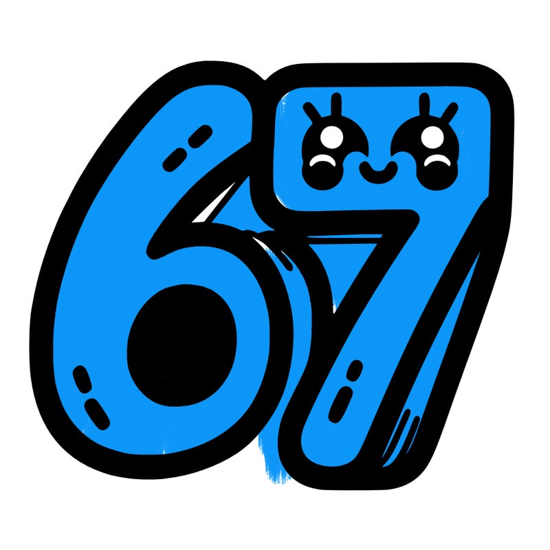 the numbers 67