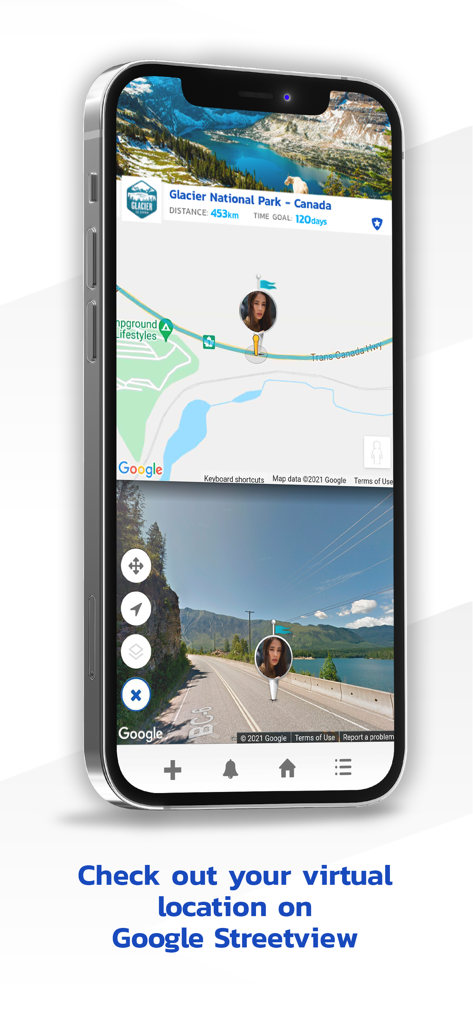 My Virtual Mission - A smartphone screen showing the Google Streetview feature in the My Virtual Mission app.