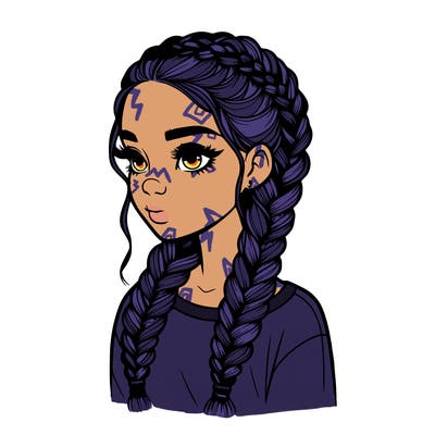 realistic girl with braids