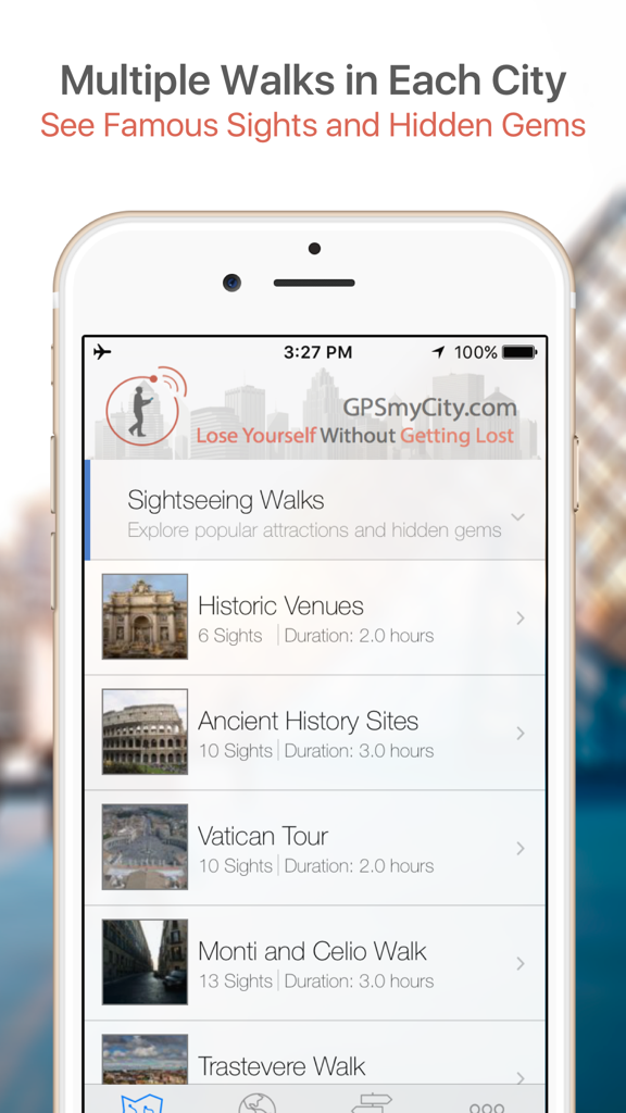 Vienna Map and Walks - The selection screen for walking tours in the Vienna Map and Walks app.