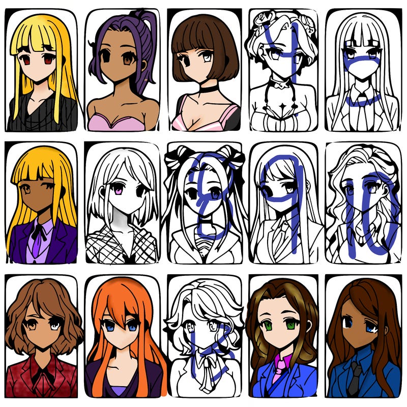 girls that look diffrent anime