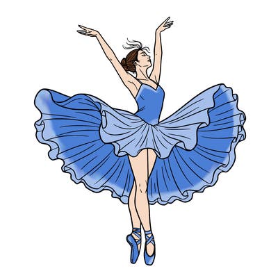 a delicate ballerina with her costume in motion.