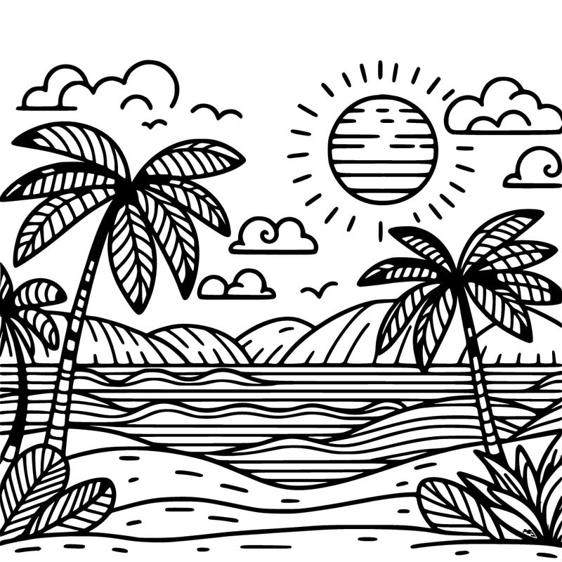 ocean with palm trees