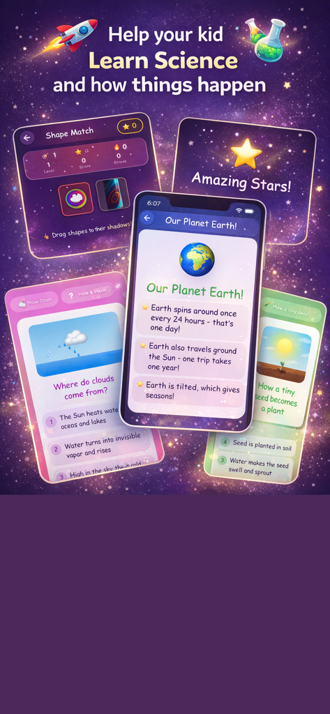 Kids Academy - Learn and Play - Lecciones interactivas de ciencias para niños con datos sobre la Tierra, la naturaleza y la física.