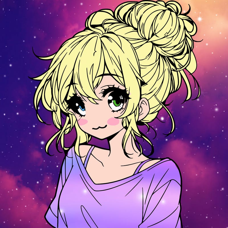 a beautiful anime girl with a messy bun