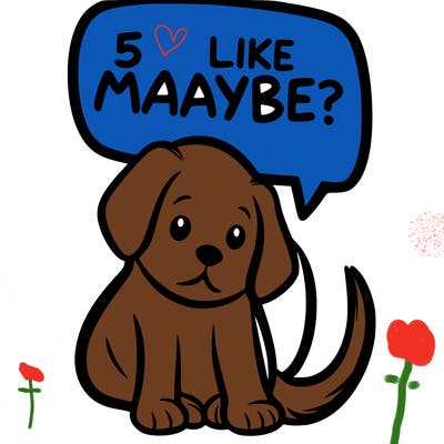 a puppy that says 5 like maybe