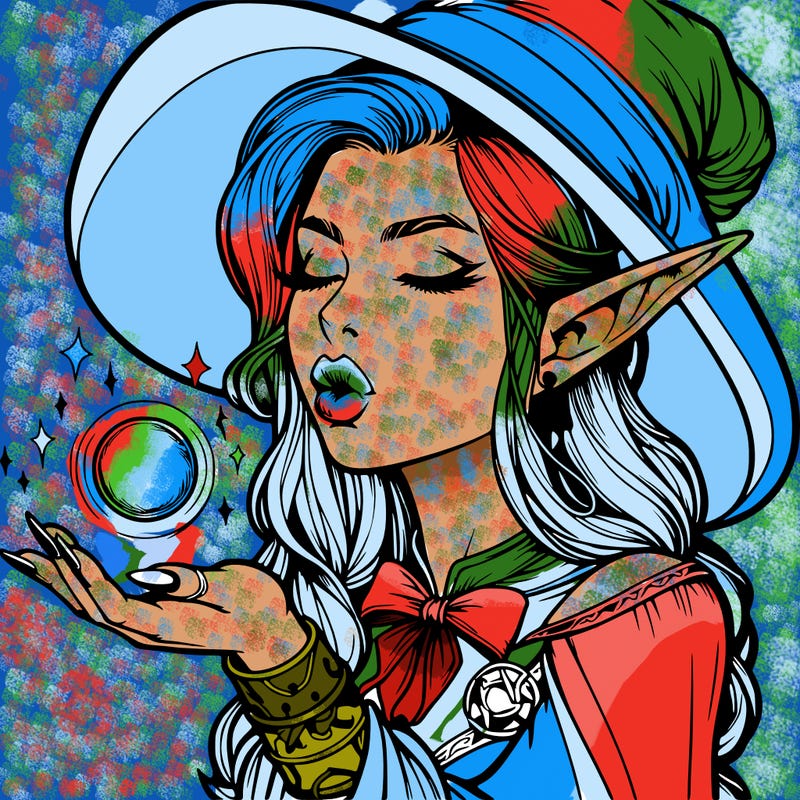 realistic elf casting a spell with lips