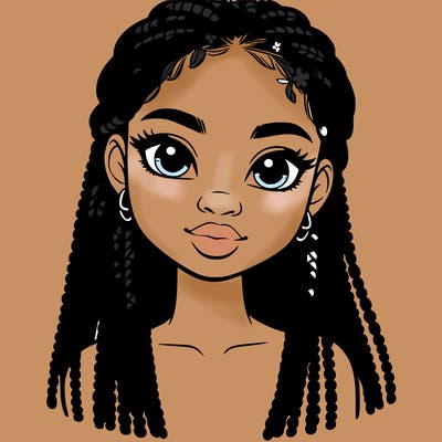 a realistic black girl with braids