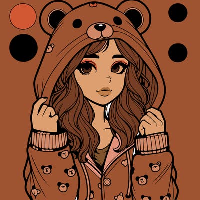 realistic girl in a animal pjs hoodie
