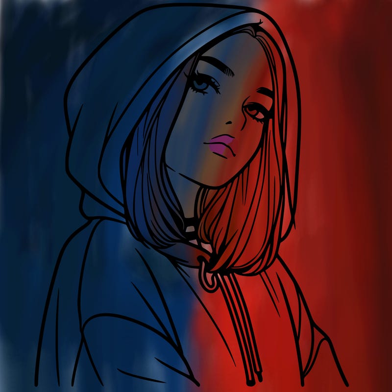 a realistic girl in a hoodie