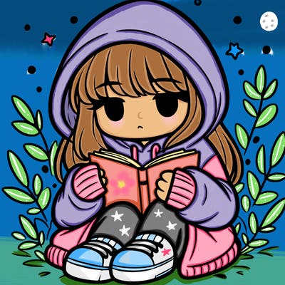 girl in oversized hoodie reading a book