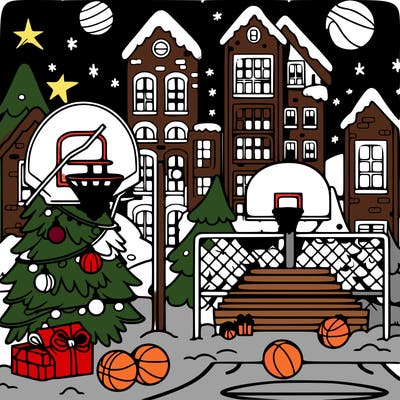 basketball court at christmas