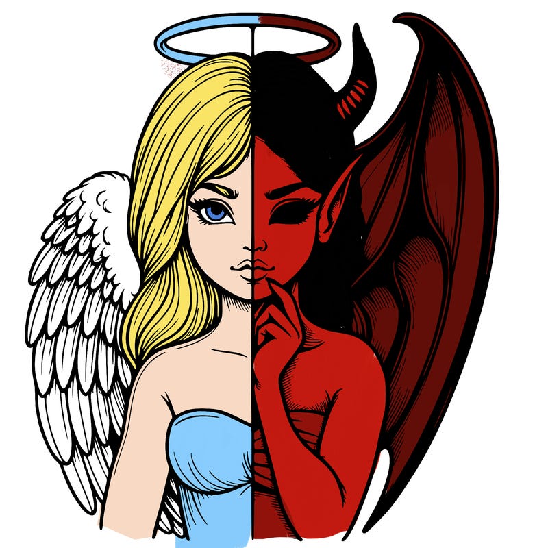 realistic angel half demon