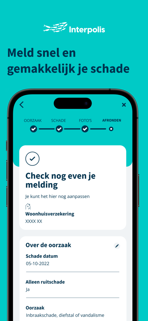 Interpolis - Interpolisアプリの請求サマリー画面。保険請求の提出用。