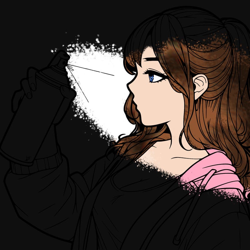 a realistic girl spray, painting