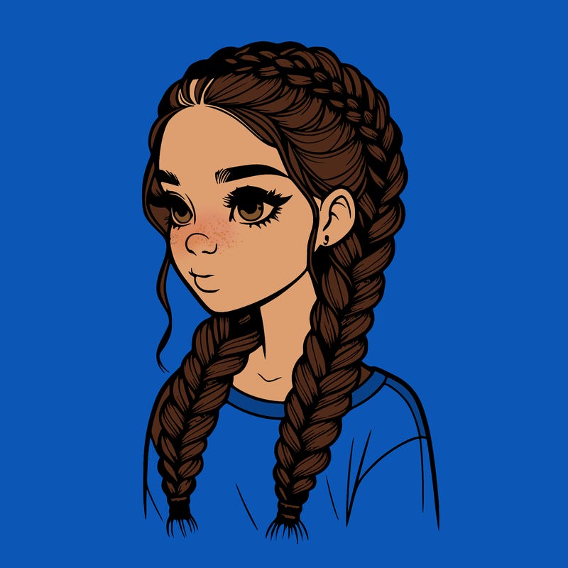 realistic girl with braids