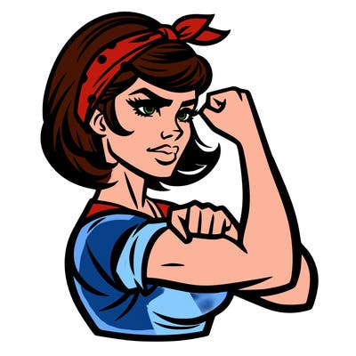 strong woman with a 60s american ad style