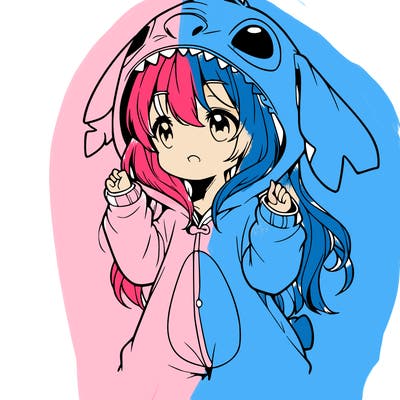 anime girl in a stitch onsie